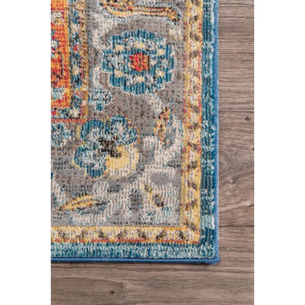 nuLOOM Vintage Medallion Shirlee Blue 9& x 12& Area Rug