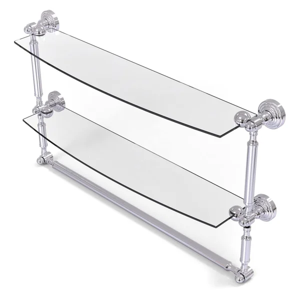 Allied Brass Waverly Place Collection Two Tiered Glass Shelf with Integrated Towel Bar - Polished Chrome - 24 inch