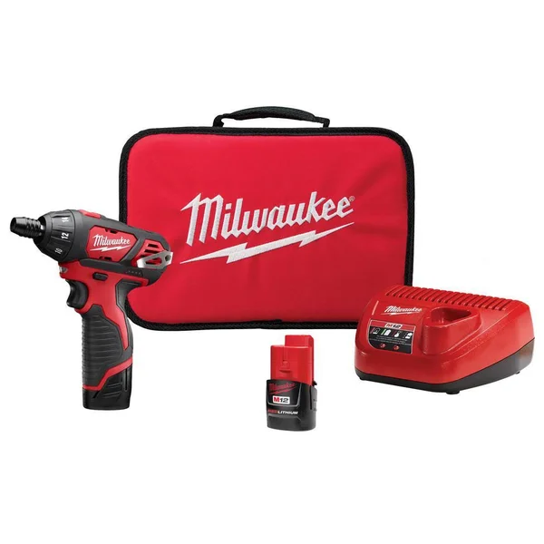 Milwaukee M12 12-Volt Lithium-Ion Cordless 1/4 in. Hex Screwdriver Kit w/ Shockwave Impact Duty Titanium Drill Bit Set (23-Piece