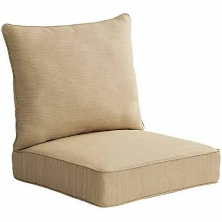 Allen + Roth 2-Piece Priscilla Stripe Red Deep Seat Patio Chair Cushion - Set of 2