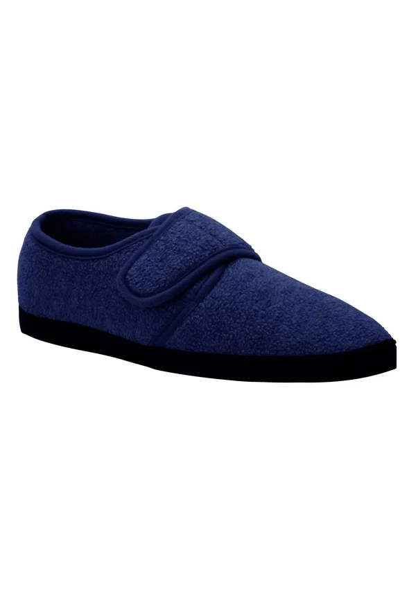 Men's Adjustable Fleece Slippers by KingSize in Navy (Size 13 M)