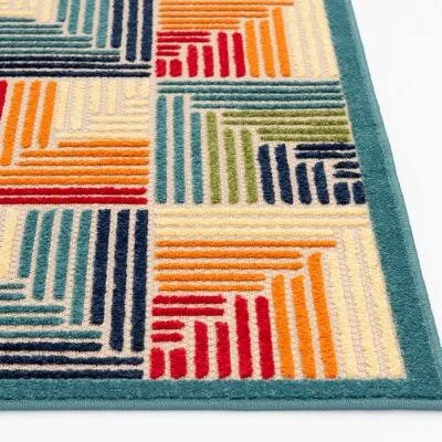 Kittredge Geometric Blue/Orange Indoor/Outdoor Area Rug Wade Logan Rug Size: Runner 2&3x22 x 7&6x22