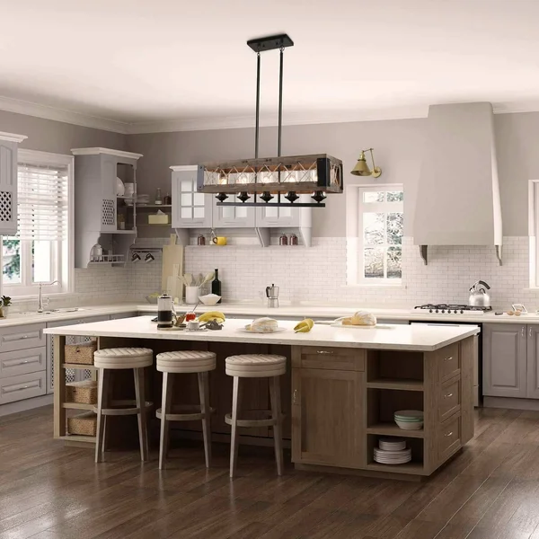 LNC Wood Kitchen Island Lighting 5-Light Pendant Lighting