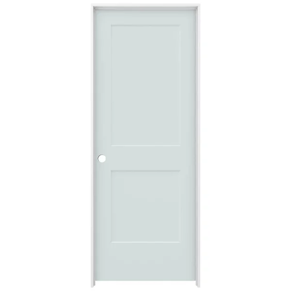JELD-WEN 30 in. x 80 in. Monroe Light Gray Painted Right-Hand Smooth Solid Core Molded Composite MDF Single Prehung Interior Doo