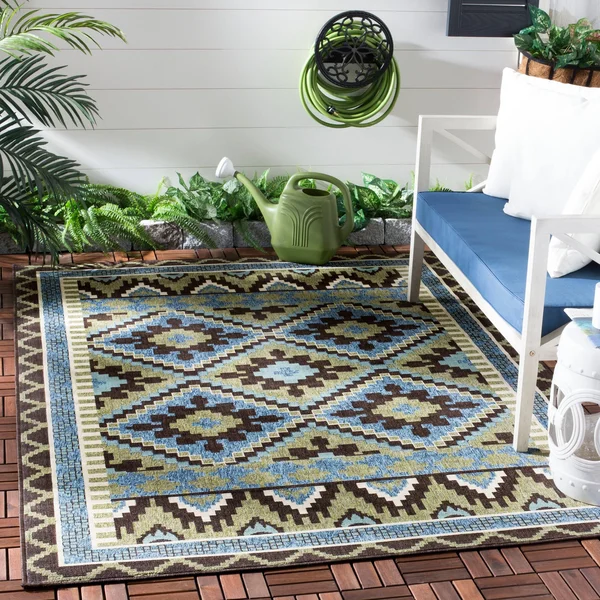 Safavieh Veranda VER096-0742 6&7x22 x 9&6x22 Green, Terracotta Area Rug