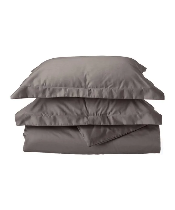 Superior 600 Thread Count Cotton Blend Solid Duvet Cover Set Grey Twin