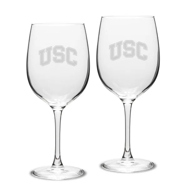 USC Trojans Set of 2 Traditional Robusto Red Wine Table Glasses