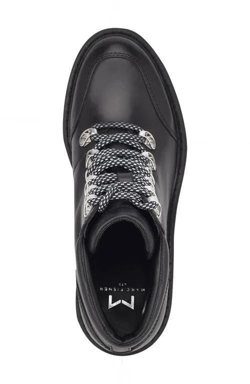 Women's Marc Fisher Ltd Waldo Lace-Up Platform Bootie - 7.5 M, Black Leather