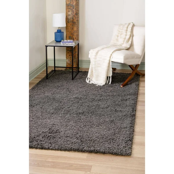 5&x8& Solid Shag Rug Graphite Gray - Unique Loom