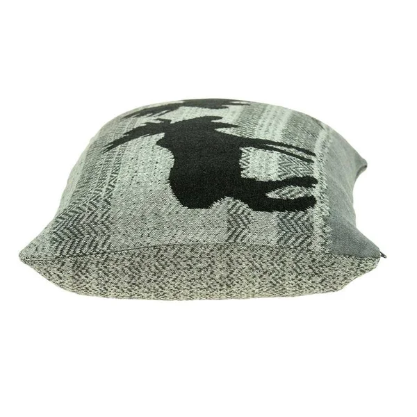 HomeRoots 16x24x22 Modern Moose Lodge Printed Cotton Pillow Cover in Heather Gray - 9000333871