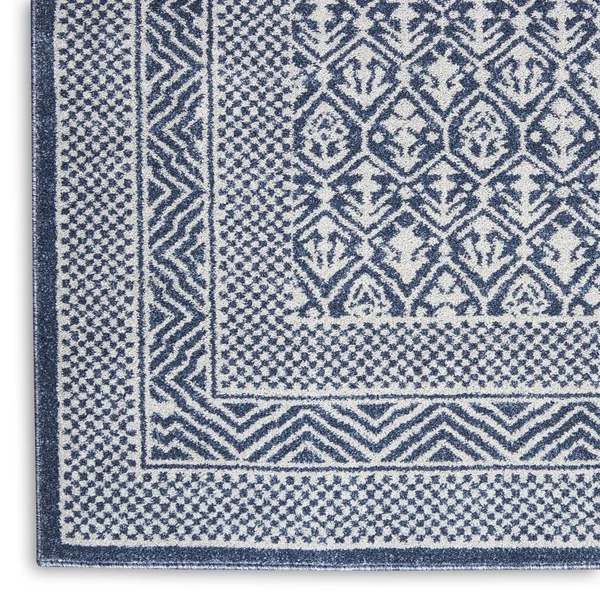 Nourison RYM01 Royal Moroccan Blue/Grey Area Rug- 8&6x22 x 12&