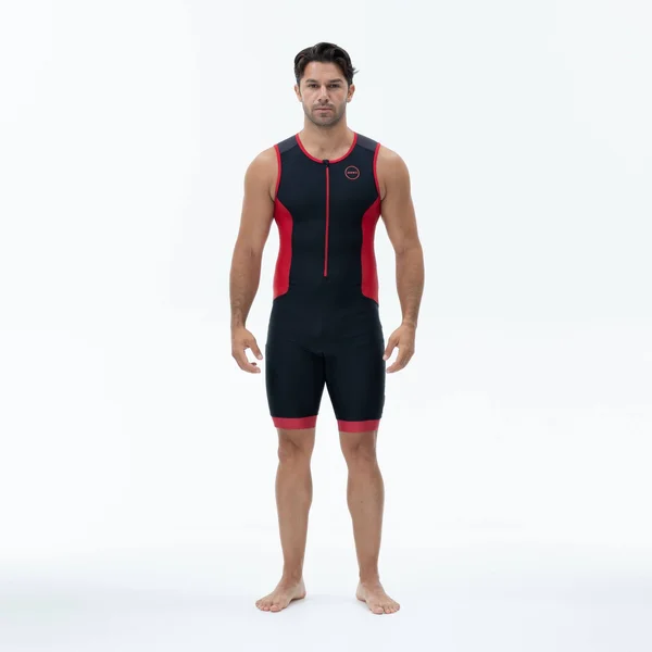 Zone3 Men's AquaFlo Plus Trisuit L, Black/Grey/Red