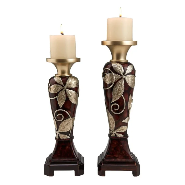 14 in - 16 in Folius Floral Foliage Candleholder Set of 2