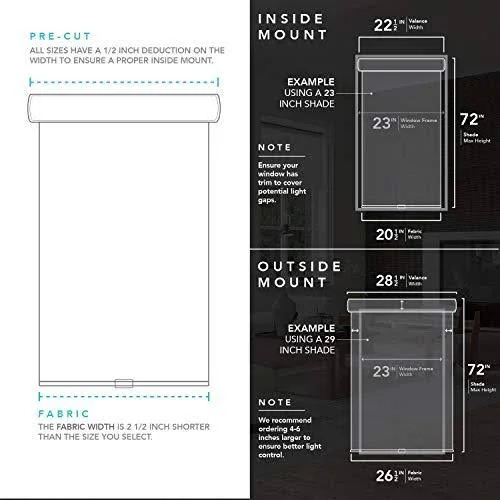 Chicology Roller Shades - Color: Magnolia, Size: 64x22 W x 72x22 L