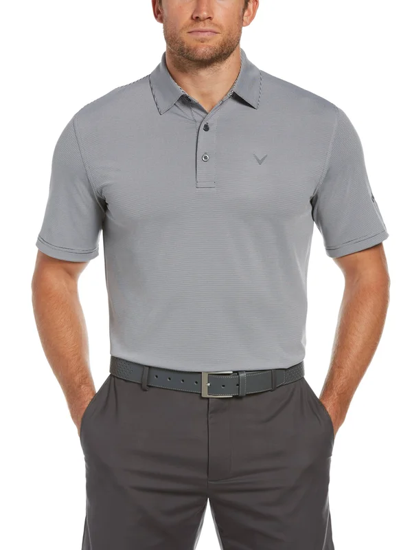 Callaway Mens Short Sleeve Stripe Pro Spin Polo Shirt Grey X-Large