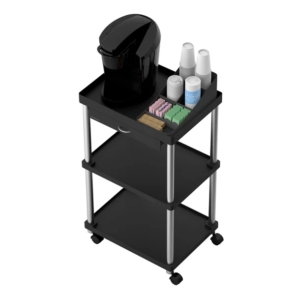 Mind Reader Valet - Trolley - 3 shelves - metal - high impact polystyrene (HIPS) - black