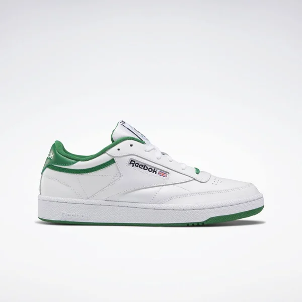 Reebok Unisex Club C 85 Shoes in White/Glen Green/Black Size M 14 - W 15.5 - Court Shoes
