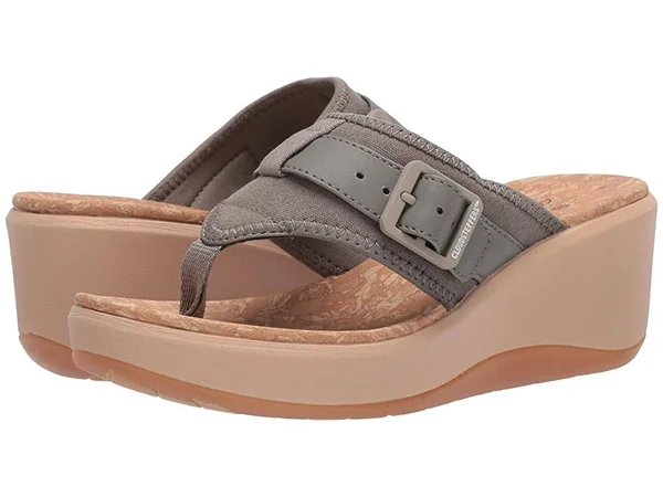 Clarks Cloudsteppers Women's Step Cali Sail Wedge Sandals - Dusty Olive Canvas