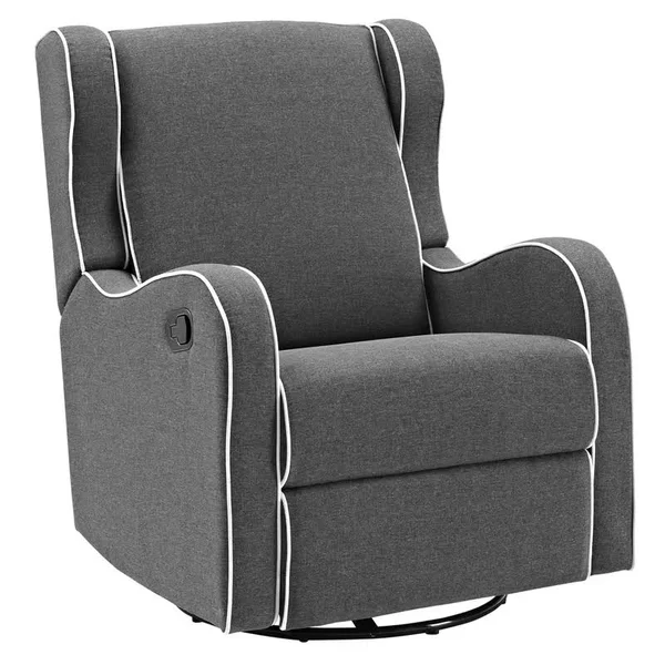 Rowe Upholstered Manual Reclining Glider Recliner (Color: Gray Linen)