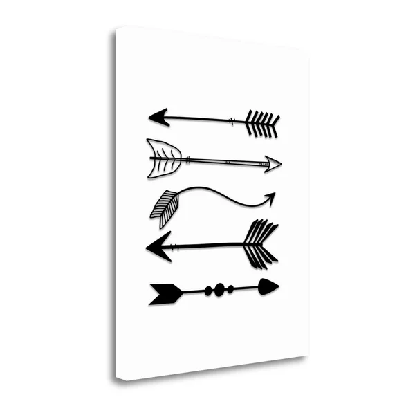 Tangletown Fine Art Black Arrows on White Fine Art Giclee Print on Gallery Wrap Canvas