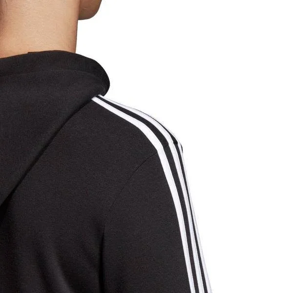 Adidas Women's Essentials 3 Stripes Fleece Hoodie - Black/White - XL
