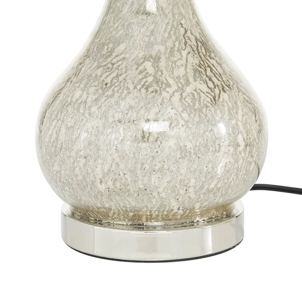 Litton Lane 14 in. x 27.5 in. Tall Silver Beige Mercury Glass Lighting Table Lamp with Beige Drum Shade