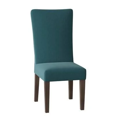 Kristen Upholstered Parsons Chair Uniquely Furnished Body Fabric: Tess Surf - Leg Color: Antique White