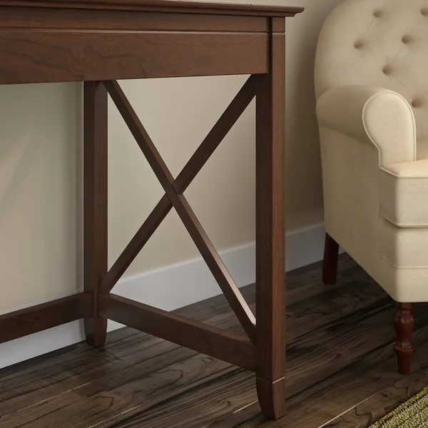 Bush Furniture Key West 48x22 Engineered Wood Writing Desk with Lateral File Cabinet - Dark Gray Hickory (KWS003GH)