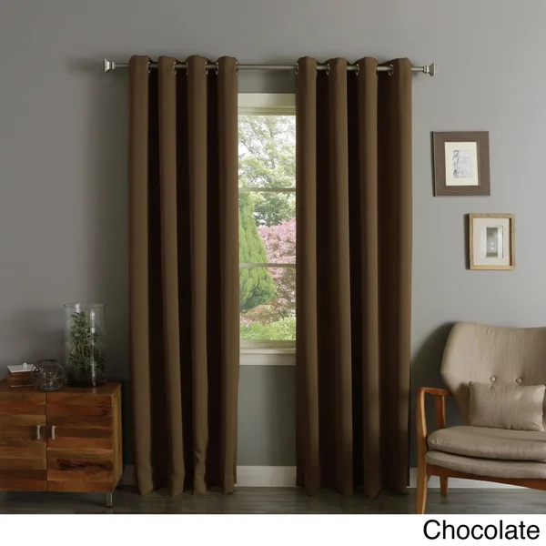 Aurora Home Silver Grommet Top 84-inch Blackout Curtain Pair - 52 x 84 Chocolate