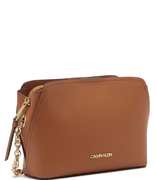 Calvin Klein Hailey Pebble Textured Snap Crossbody Bag - Black/Silver