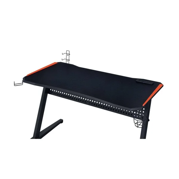 Q-Max Black & Red Finish Metal Gaming Table w/USB Port
