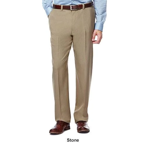 Haggar Men's Eclo Stria Expandable-Waist Flat Front Dress Pant
