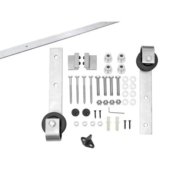 CALHOME 24 in. x 84 in. Z Bar Espresso Stained Solid Knotty Pine Wood Interior Sliding Barn Door with Sliding Hardware Kit - Brow