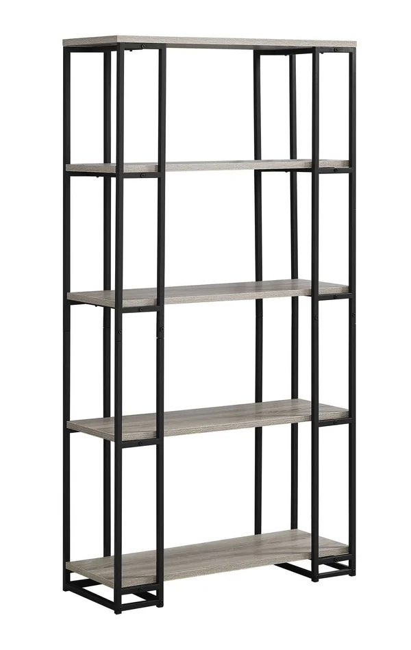 12.5x22 x 32x22 x 62x22 Dark Taupe Black MDF Metal Bookcase