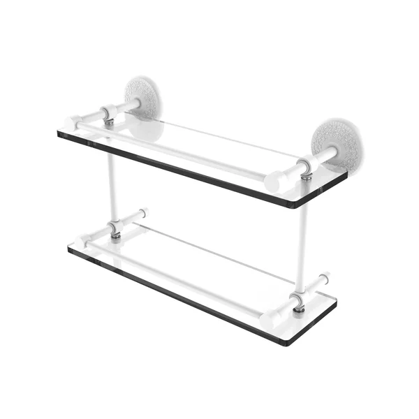 Allied Brass Monte Carlo Double Glass Shelf with Gallery Rail - Matte White - 16 inch - 16 Inches x 5 Inches