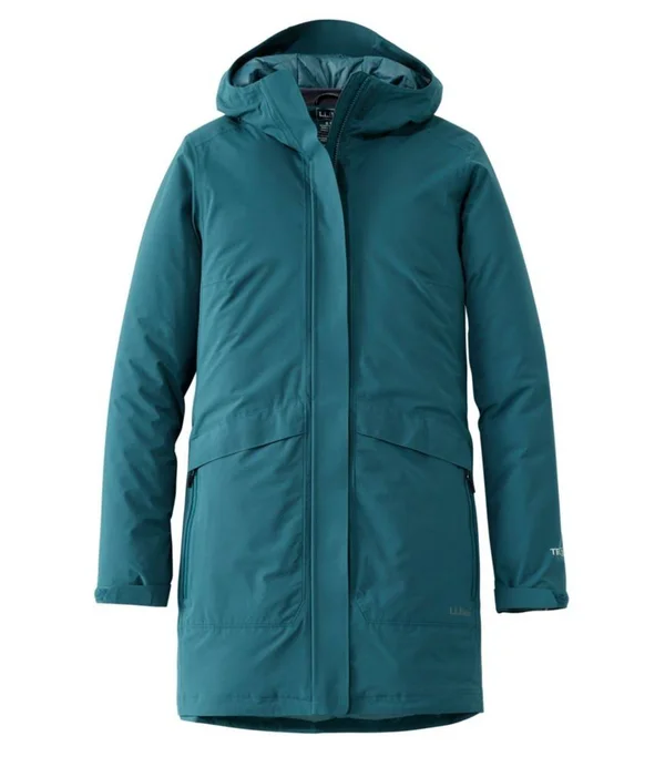 Women's Waterproof Packaway Long Coat Blue Small - L.L.Bean