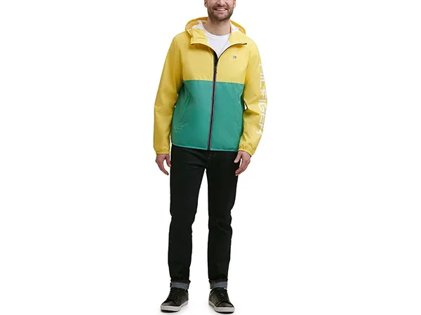 Tommy Hilfiger Men's Lightweight Active Water Resistant Hooded Rain Jacket
