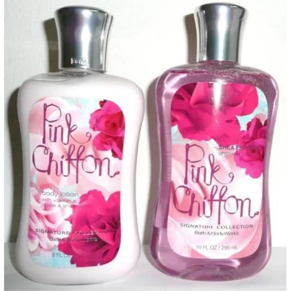 Pink Chiffon Full-Size Shower Gel 10 oz & Lotion 8 oz (Set of Two)