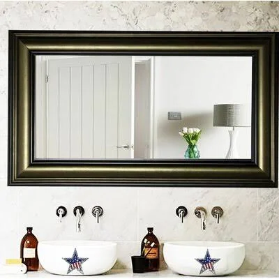 Red Barrel Studio Steiner Stepped Antique Bathroom/Vanity Mirror - Size: 34.75 inch H x 68.25 inch W x 2 inch D, Black