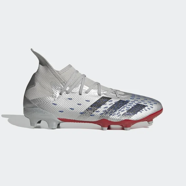 Adidas Predator Freak .3 FG Firm Ground Soccer Cleats Metallic Silver/Core Black/Team Royal Blue - 13
