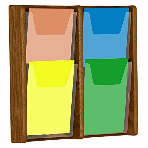 Wooden Mallet 4-Pocket Stance Wall Display Medium Oak