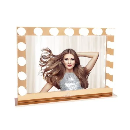 Impressions Hollywood Reflection Pro Vanity Mirror with 15 Clear LED Bulbs, Vanity Dressing Mirror with Standing Base and Chargi