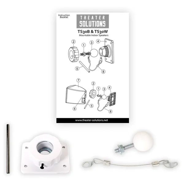 Theater Solutions TS30W Mountable Indoor Speakers White Bookshelf 3 Pair Pack