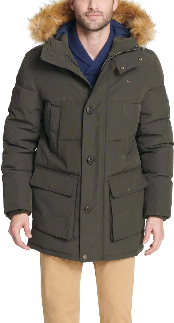 Tommy Hilfiger Long Snorkel Coat - Dark Forest - Size M