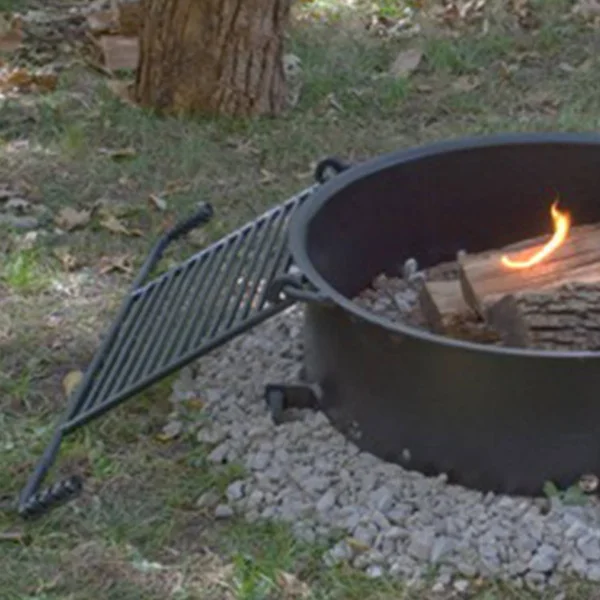 Pilot Rock 24 inch Steel Ground Fire Pit Ring and Cooking Grate - Black