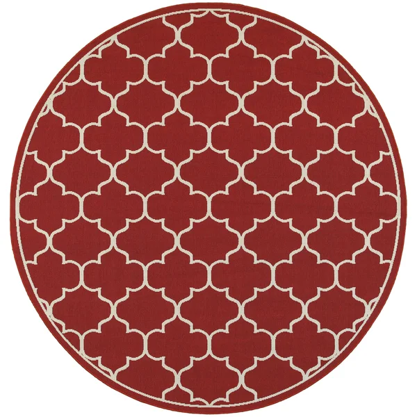 Style Haven Scalloped Lattice Red/ Ivory Indoor Outdoor Rug - 2&3 x 7&6 (2&3x22X7&6x22)