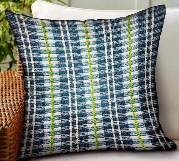 Plutus Garden Tassel Blue Stripes Luxury Outdoor/Indoor Throw Pillow 22x22 x 22x22