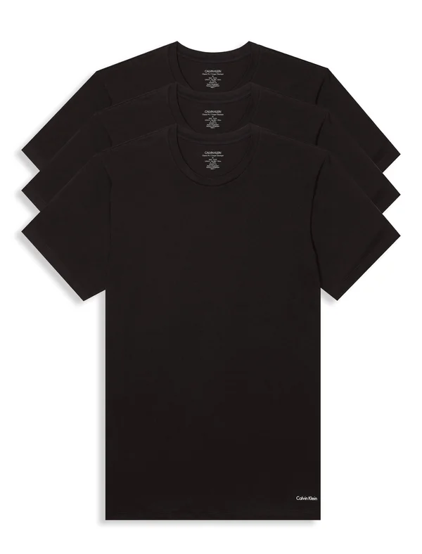 Calvin Klein NB2925 Big & Tall Cotton Crew T-Shirt - 3 Pack, Black