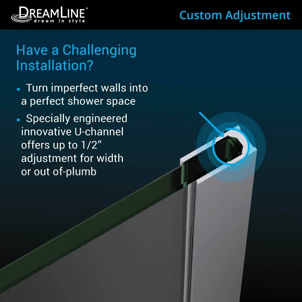 DreamLine SHDR-243757210-06 Unidoor Plus 37-1/2 to 38 in. W x 72 in. H Hinged Shower DOOR, Oil Rubbed Bronze Finish Hardware