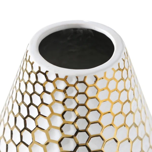 Sagebrook Home White/Gold Decorative Ceramic Vase